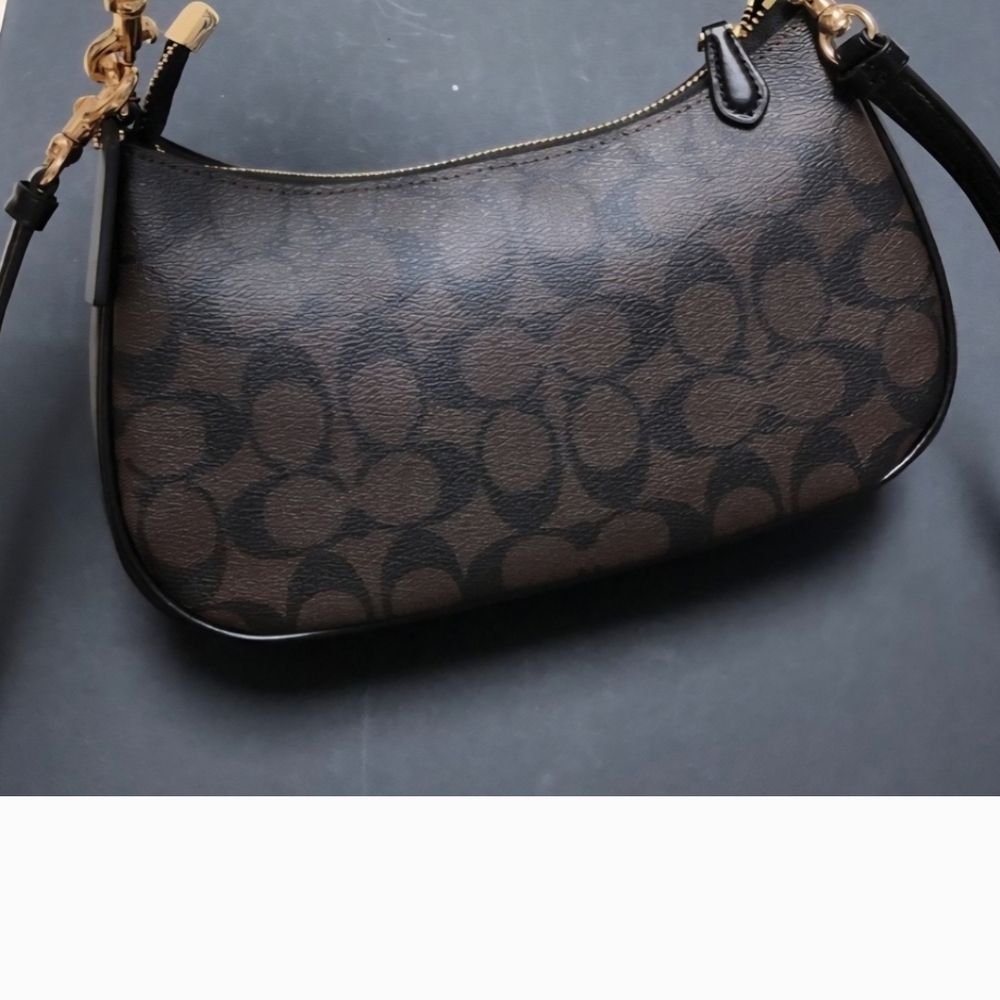 Coach Brown and Black Shoulder Bag with Gold Accents - Picture 2 of 7